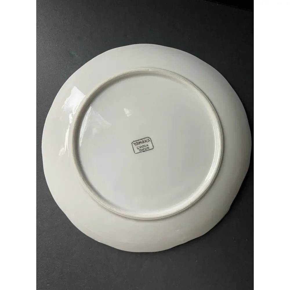 Yamaka Tea Set (4) Cup Saucer Snack Plate Japanese White China Asian Oriental